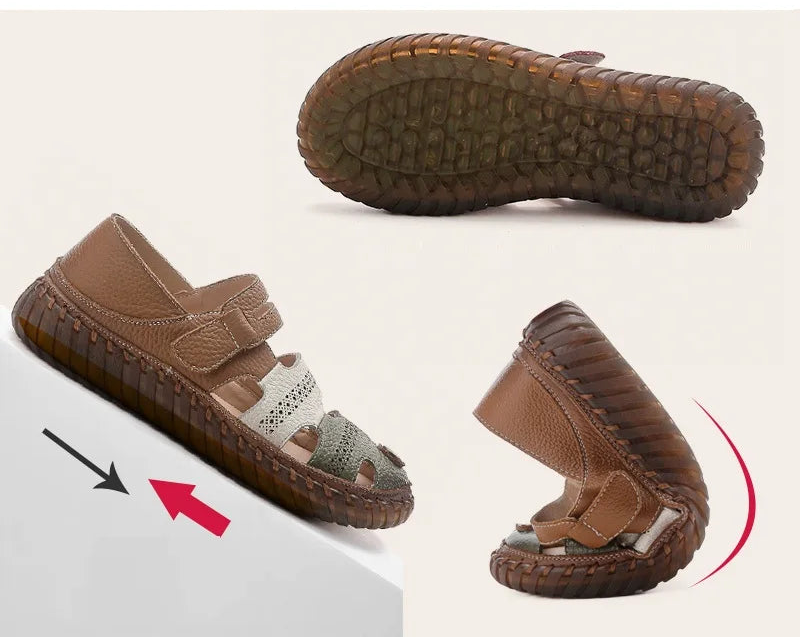 Sandales Cuir Plates Bout Fermé Lorilury | MDN Store