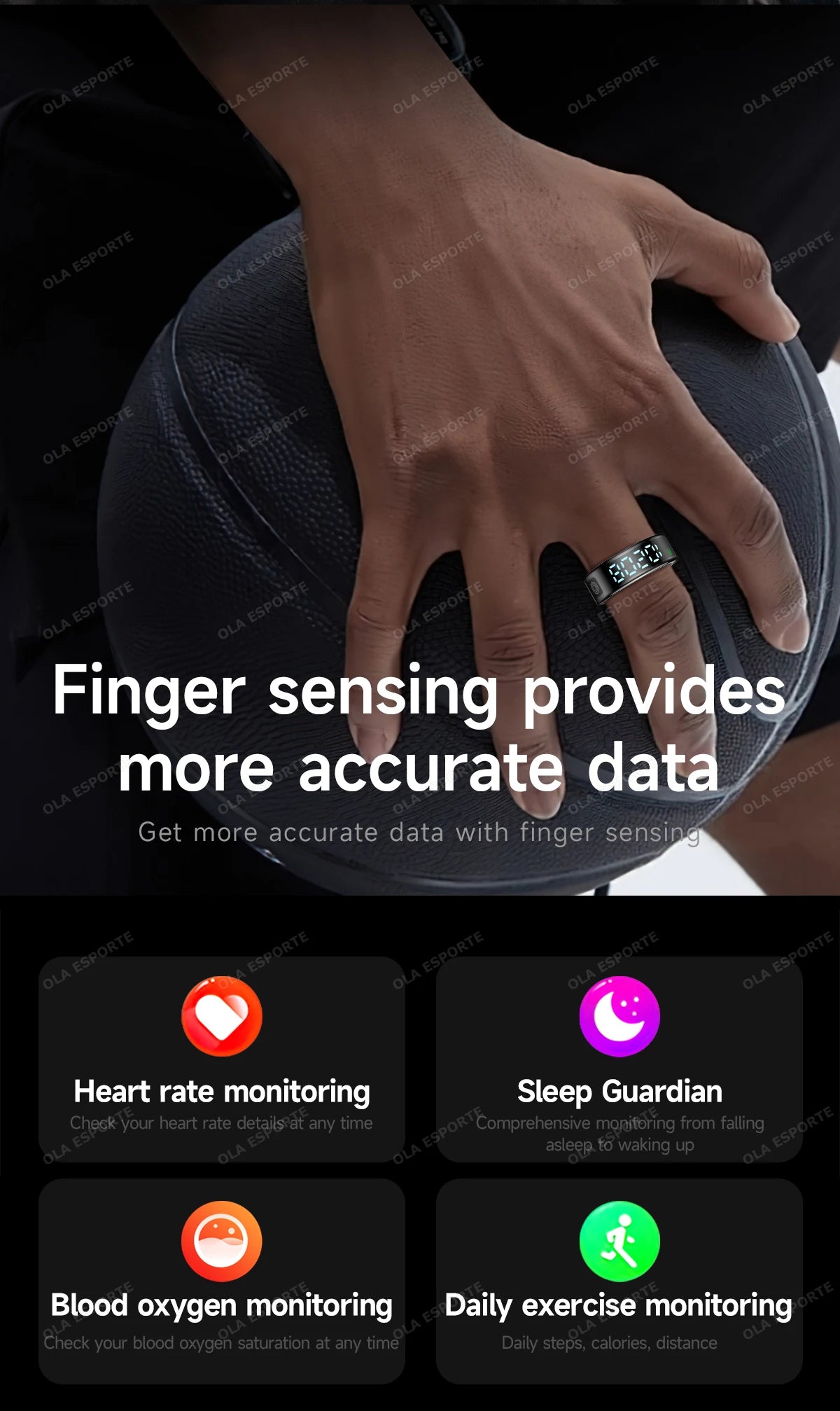 Bague Connectée Écran Tactile Charge Sans Fil Étanche 5ATM | MDN Store