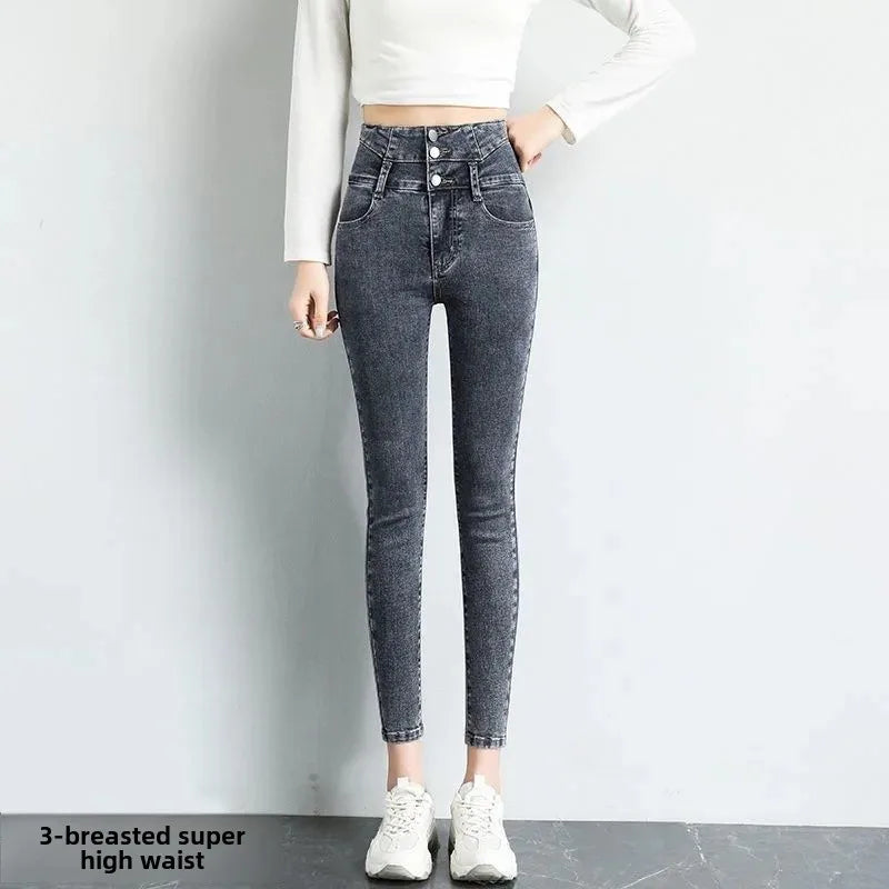 Jean Skinny Femme Doublé Polaire Bleu | MDN Store