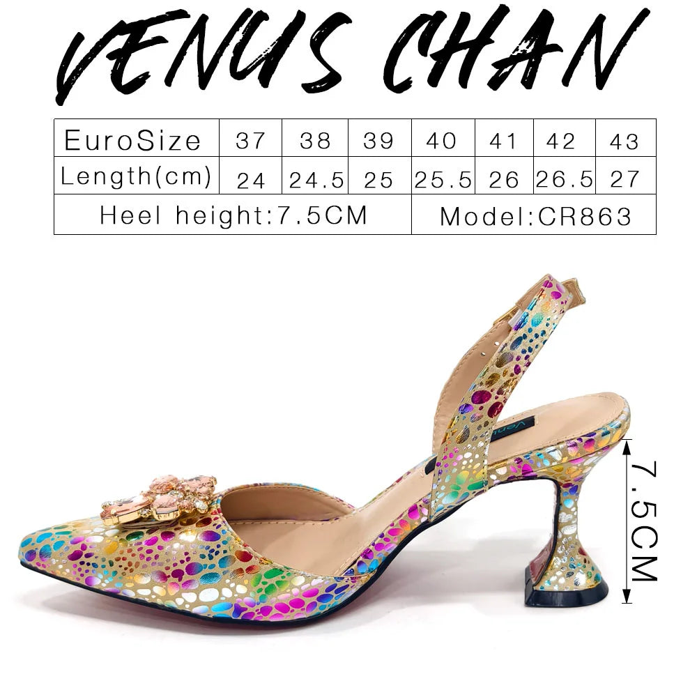 Escarpins Dorés Strass Bout Pointu Femme Soirée Banquet | MDN Store 25