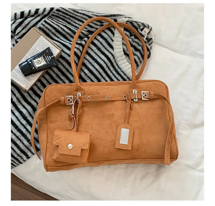 Sac Tote Femme Grande Capacité Cuir Suédé MDN - Vintage Élégant Bureau