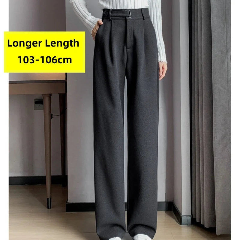 Pantalon Femme Laine Large Taille Haute - Boutons Chic Automne Hiver | MDN