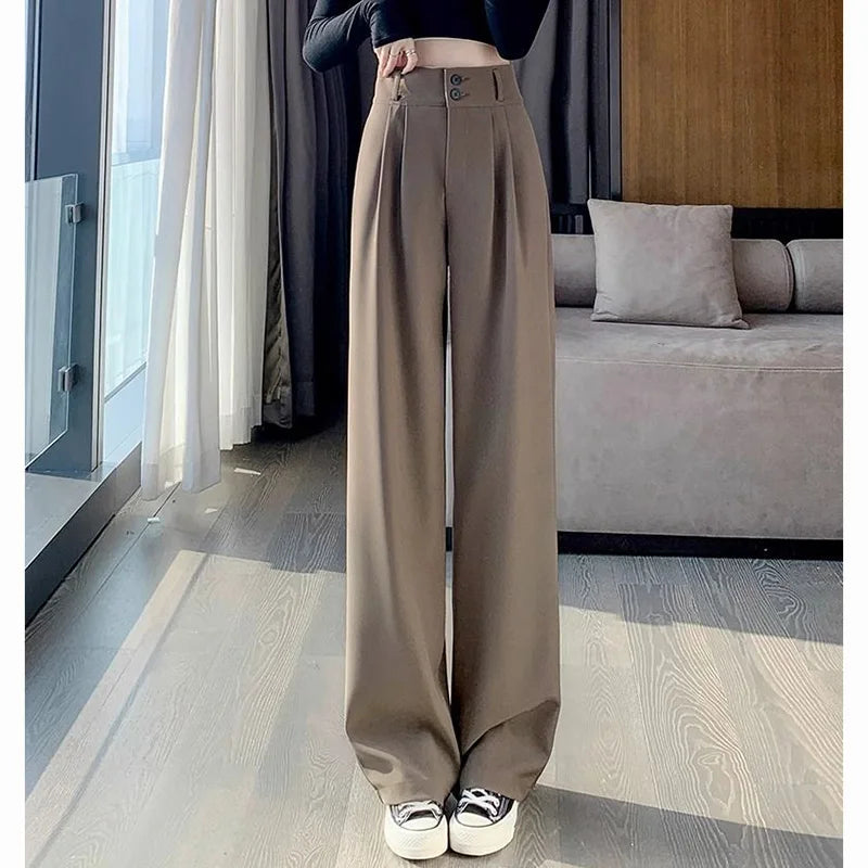 Pantalon Femme Taille Haute Droit Été Léger Costume | MDN Store