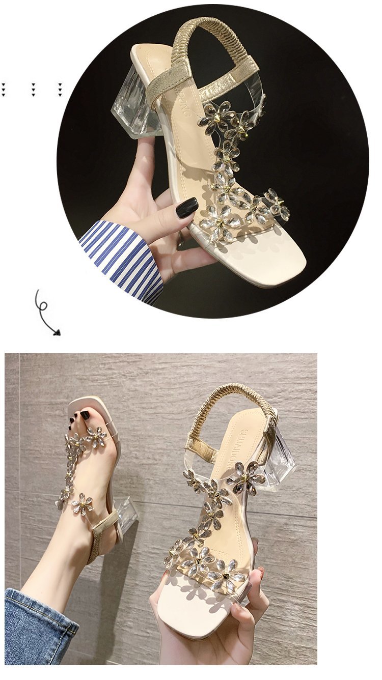 Sandales d'été en PVC Décoration Florale Talon Epais | MDN Store 25