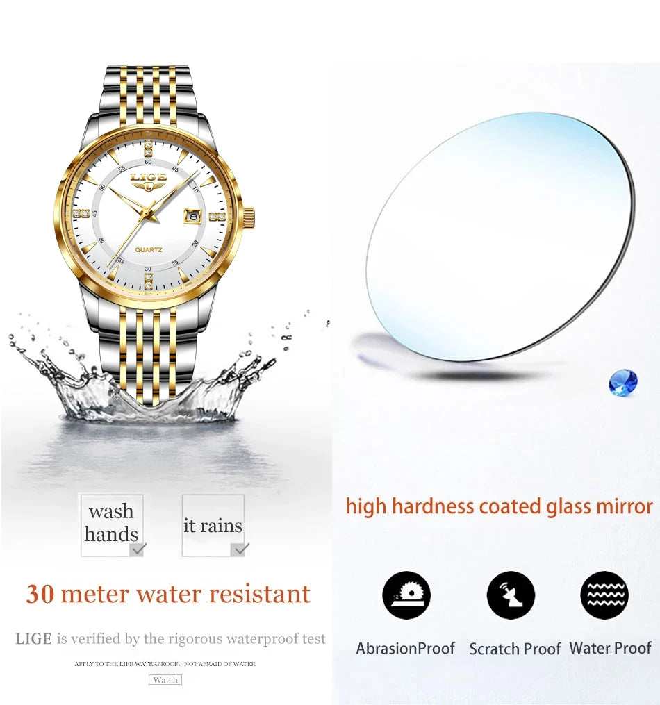 Montre Femme LIGE Acier Inoxydable Étanche | MDN Store