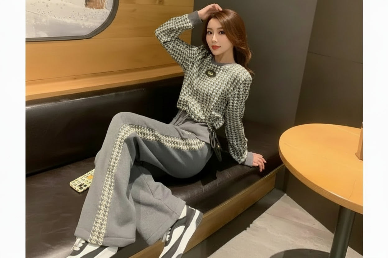 Ensemble Tweed Femme Veste & Pantalon Pattes Éléphant | MDN Store