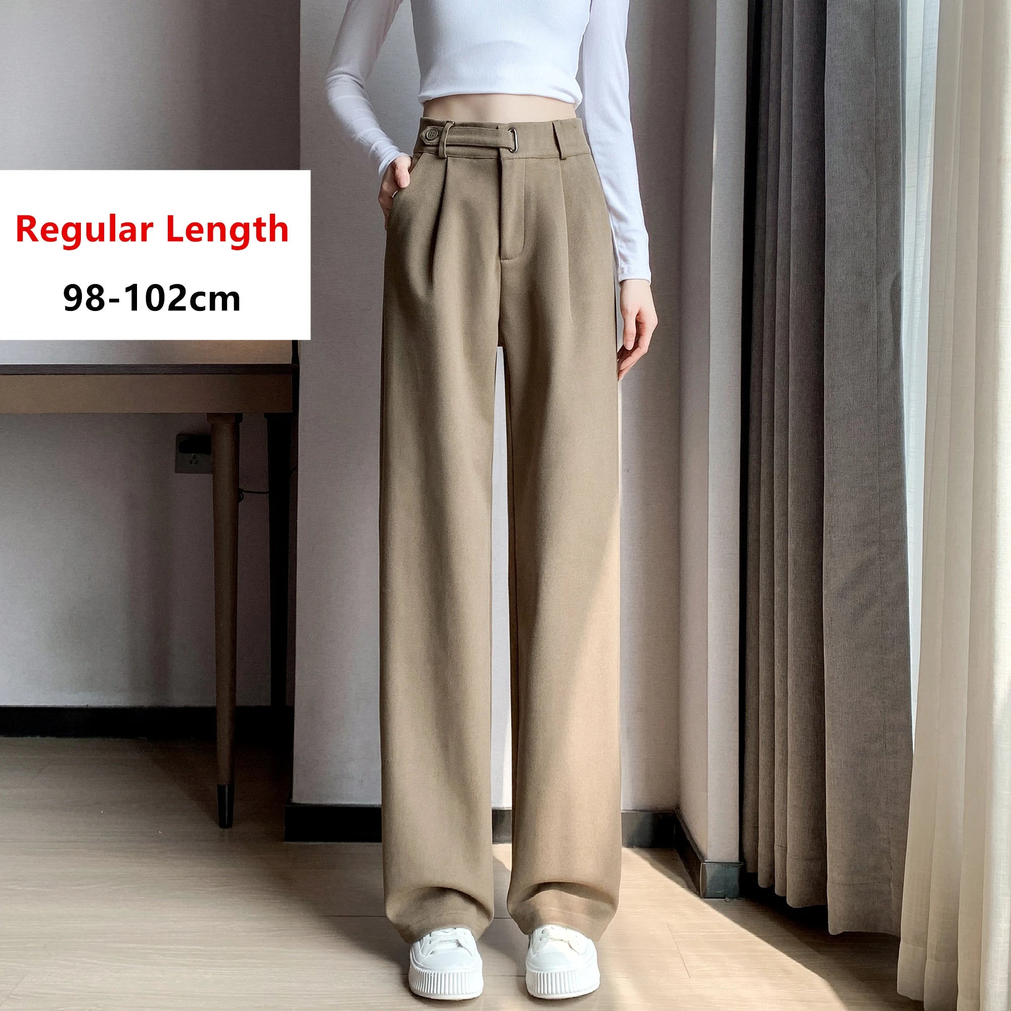 Pantalon Laine Large Femme Boutons Milk Tea | MDN Store
