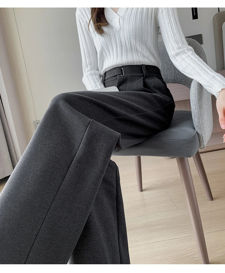 Pantalon Laine Large Femme Boutons Milk Tea | MDN Store