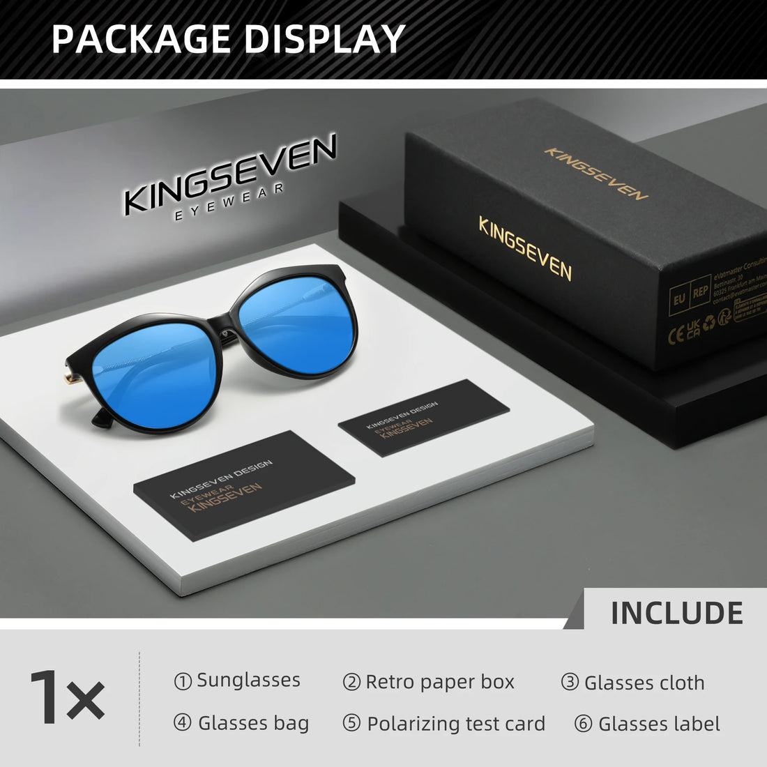 KINGSEVEN Lunettes de Soleil Oeil de Chat Femme Polarisées UV400 Grand Cadre | MDN Store 25