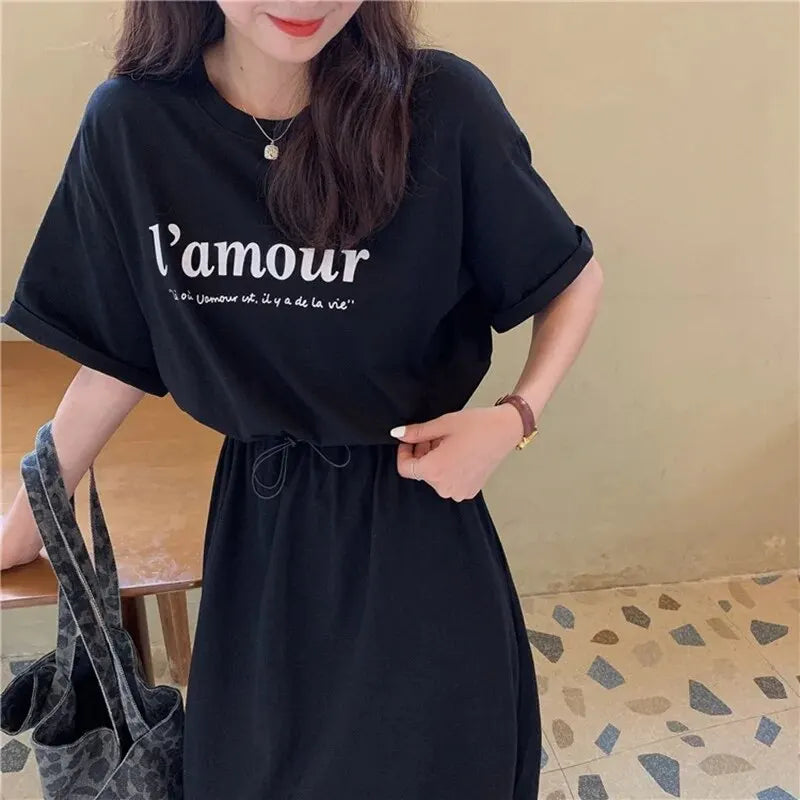 Robe T-Chemise Mi-Longue Ample Manches Courtes Été | MDN Store