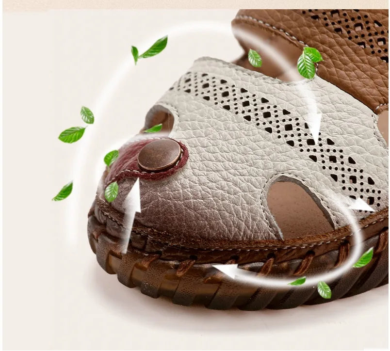 Sandales Cuir Plates Bout Fermé Lorilury | MDN Store