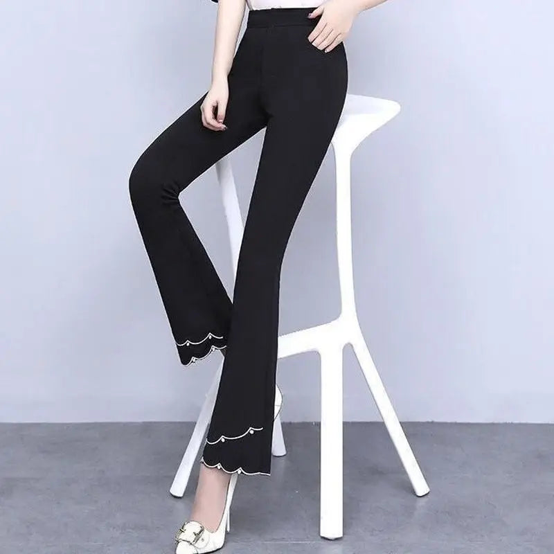 Pantalon Soie Glacée Évasé Taille Haute | MDN Store