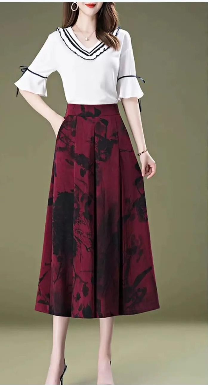 Pantalon Large Femme 7/8 Mousseline Taille Haute Léger Été | MDN Store