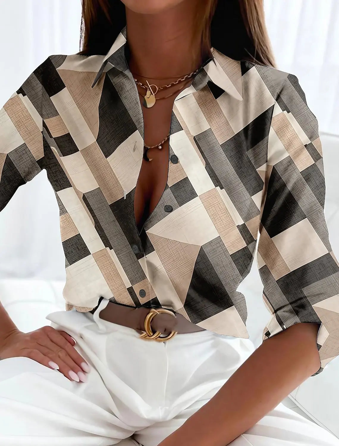 Blouse Femme Vintage Motif Géométrique | MDN Store