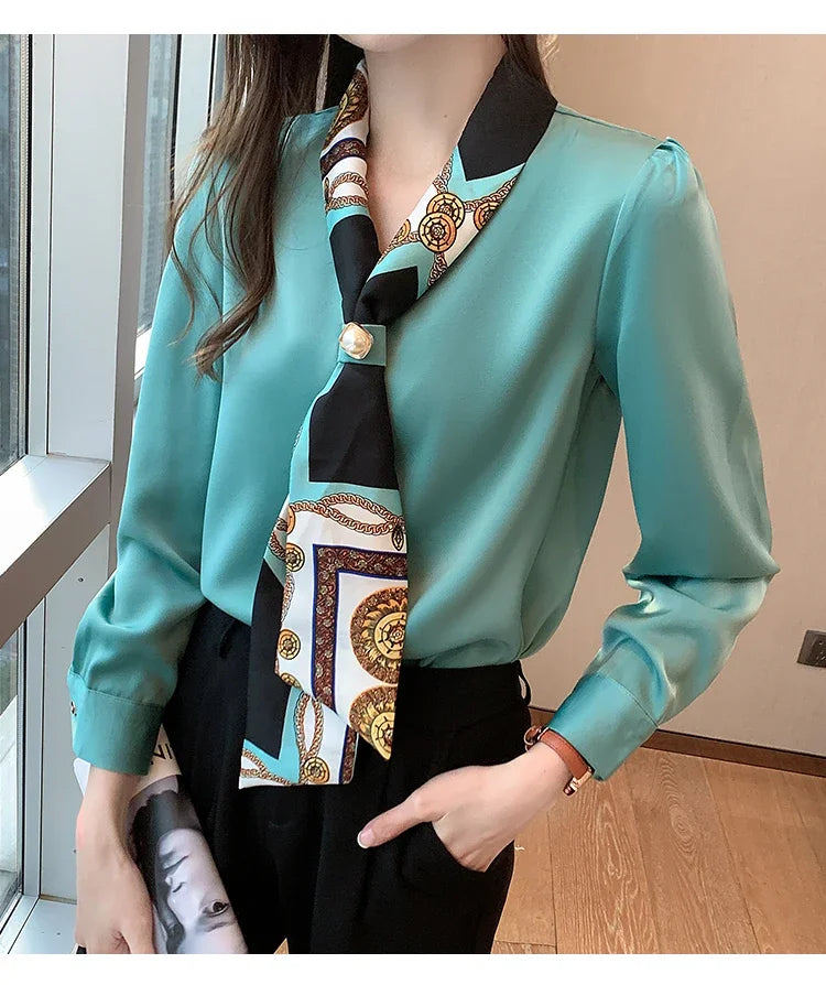 Chemise Mousseline Noeud Femme Col V | MDN Store