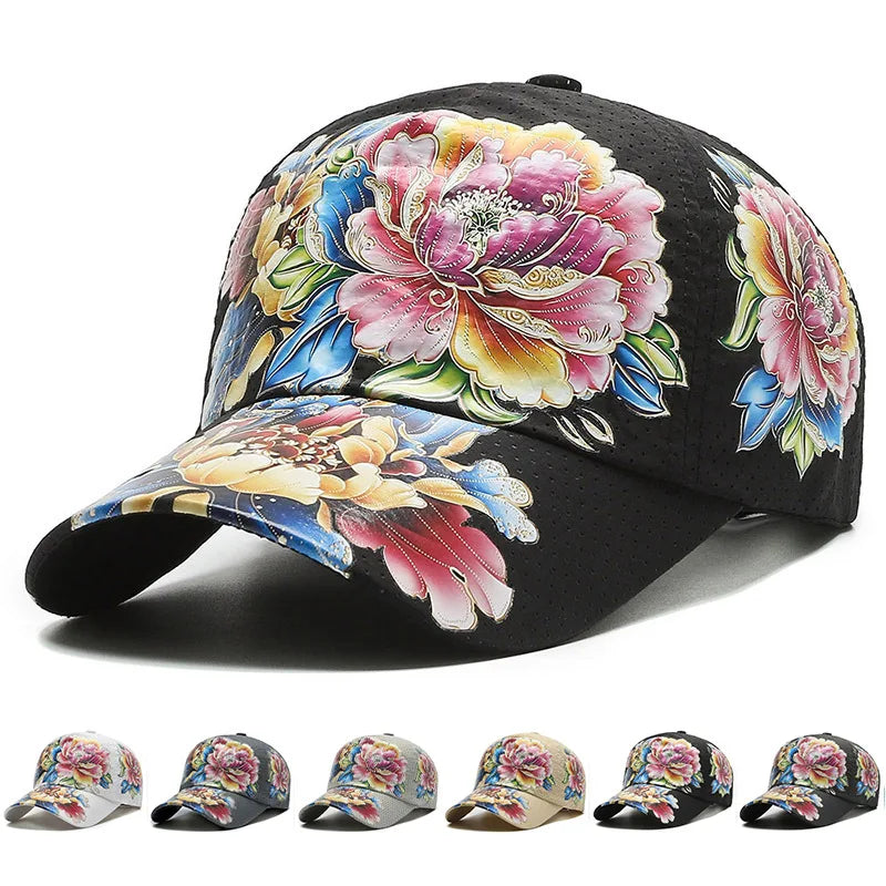 Casquette Baseball Florale Tie-Dye Hip Hop Femme Coton Reglable | MDN Store 25