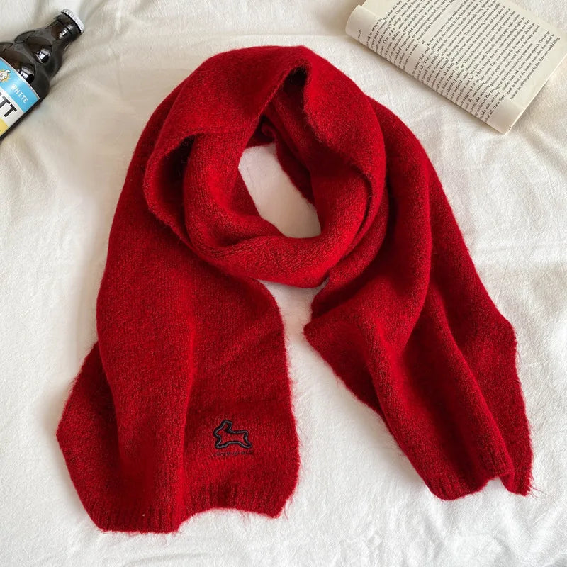 Écharpe Laine Lapin Brodé Beige | MDN