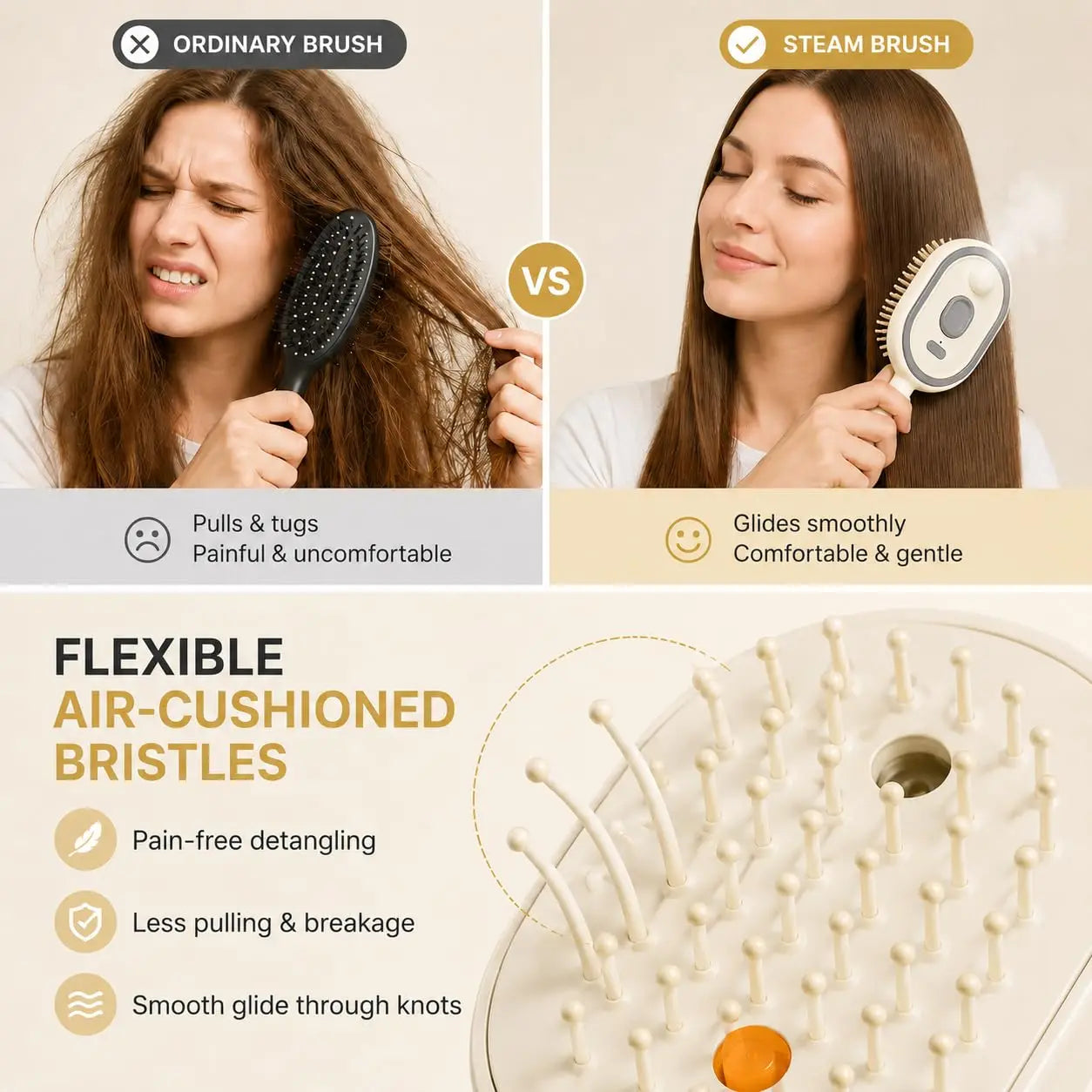 Brosse Cheveux Electrique Vapeur Rechargeable USB Antistatique | MDN Store 25