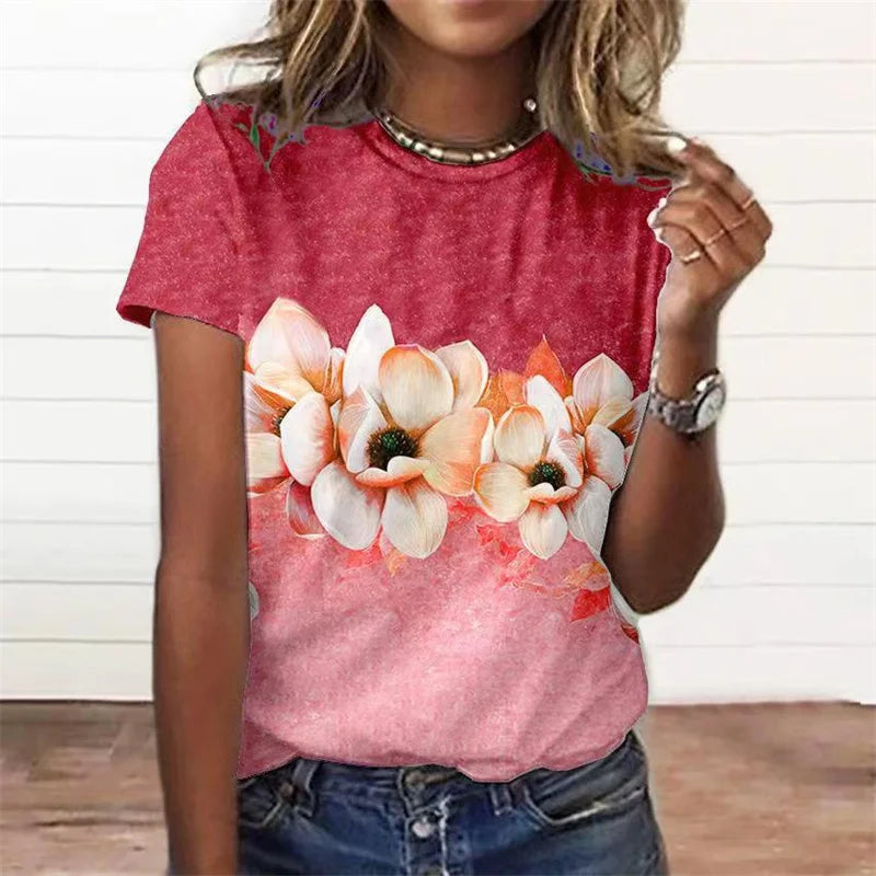 T-Chemise Fleurs Colorées 3D Oversize Femme | MDN Store