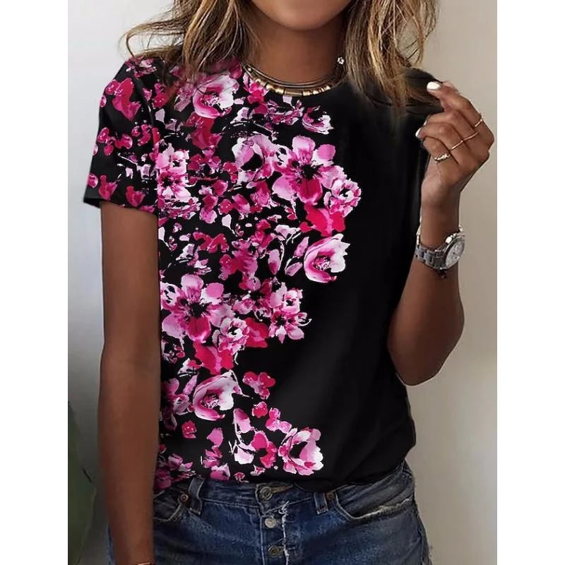 T-Chemise Fleurs 3D Y2K Harajuku Femme | MDN Store