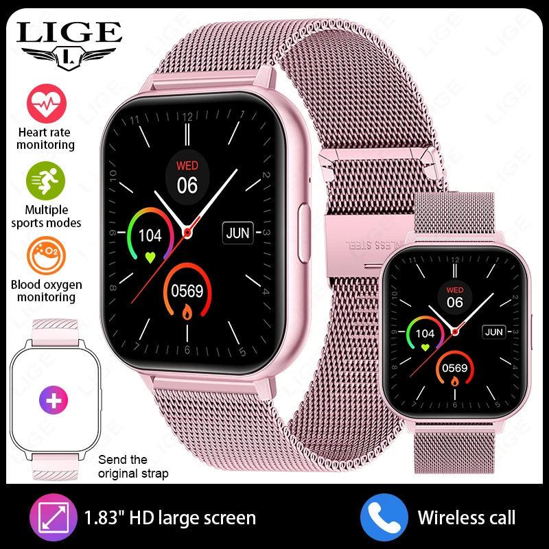 Montre Connectée Femme LIGE Tactile Personnalisable - Cardiaque Sommeil Étanche Sport | MDN