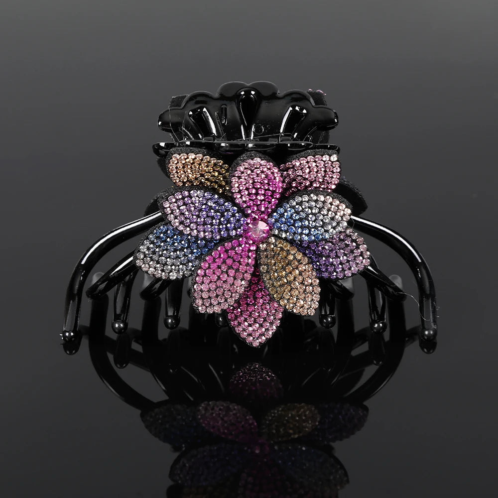 Pince Cheveux Fleur Strass Luxe Coréenne - Barrette Crabe Élégante | MDN Store