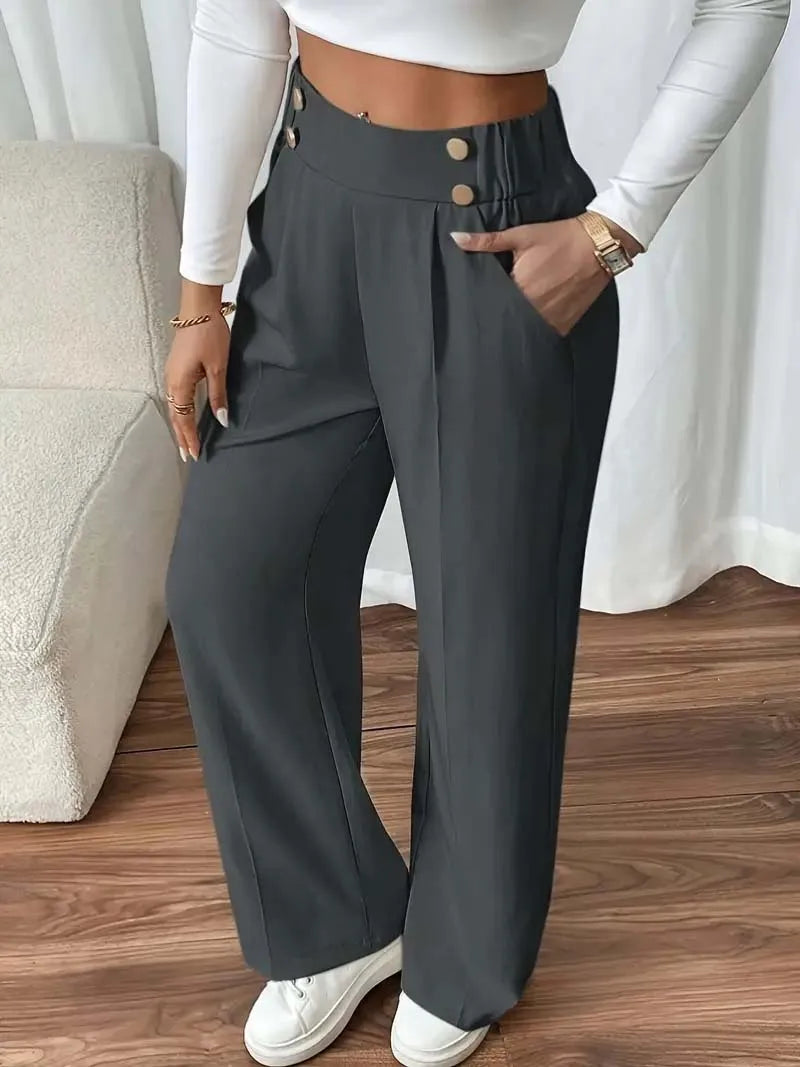 Pantalon Large Femme Fluide Minimaliste Kaki | MDN Store