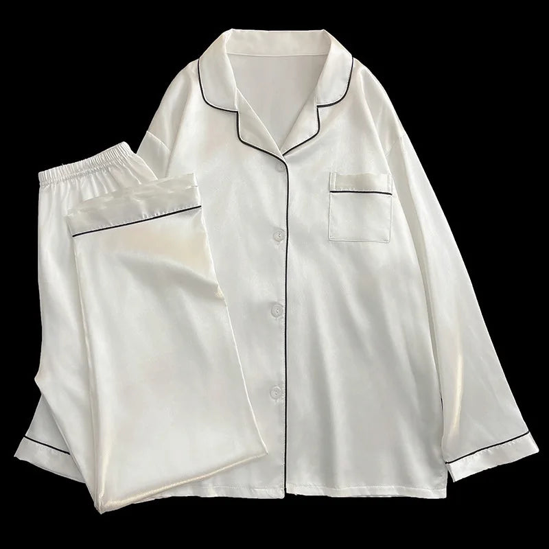 Pyjama Satin Soie Uni 2 Pièces | MDN Store