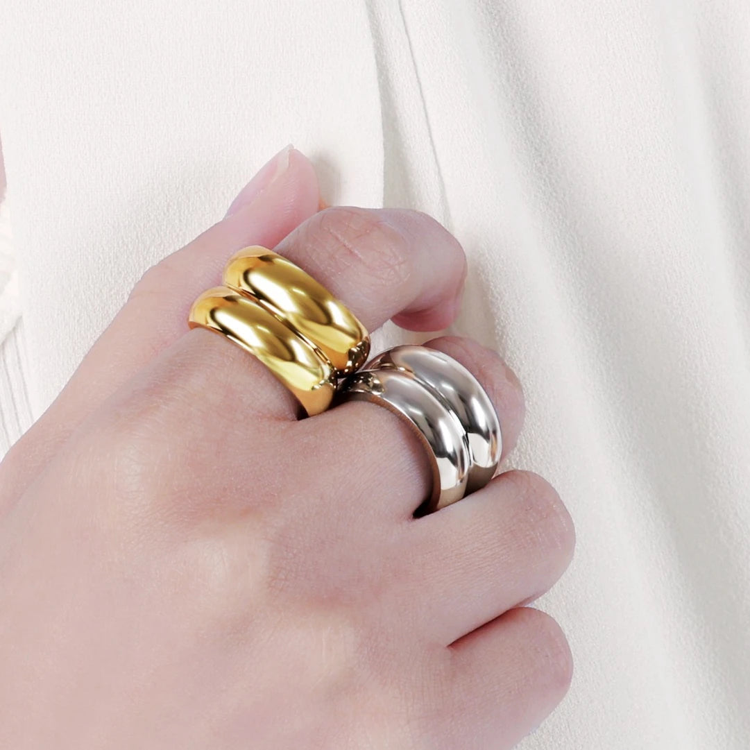 Bague Double Couche Acier 316L Vintage | MDN Store