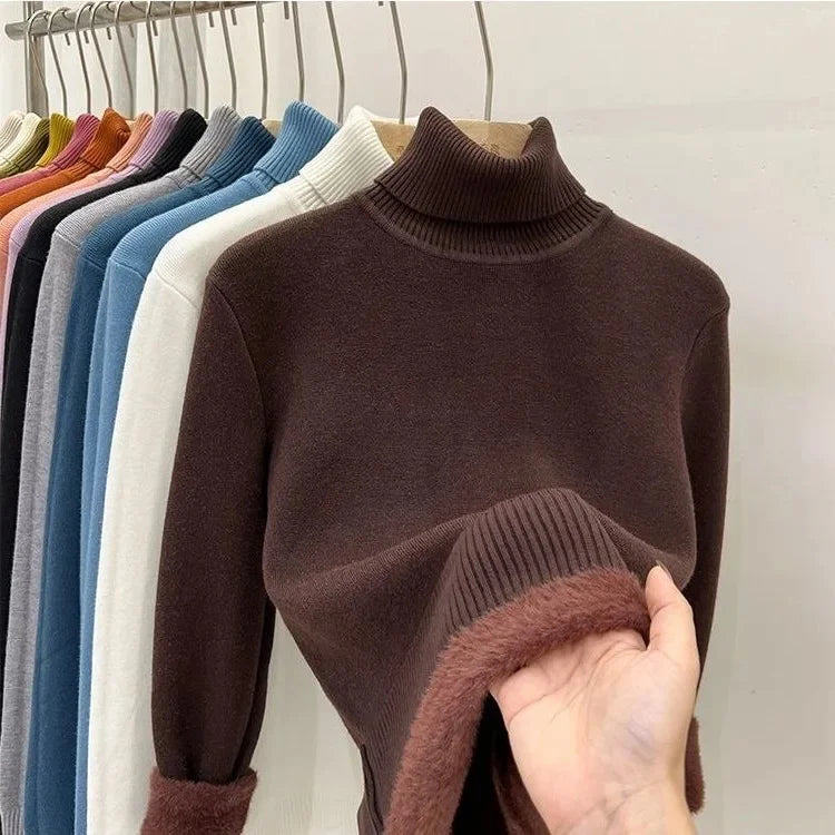 Pull Col Roule Femme Polaire Epais Manches Longues 8 Coloris | MDN Store