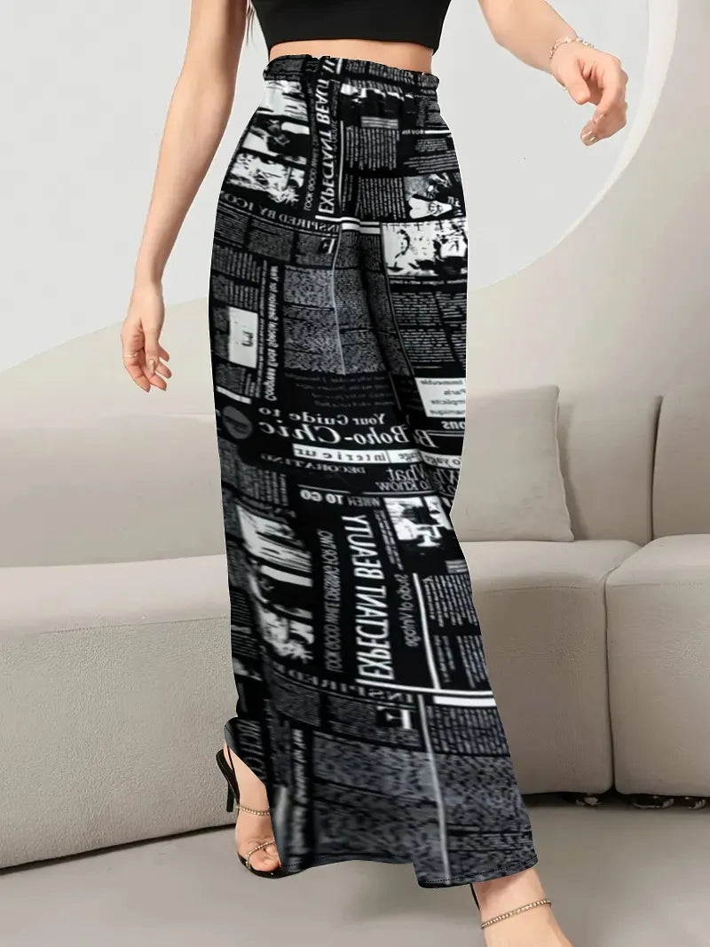 Pantalon Large Femme Imprimé 3D Street Noir | MDN Store
