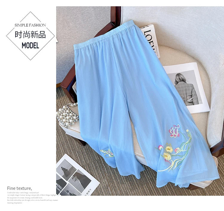 Pantalon Jupe Mousseline Brodé Femme | MDN Store