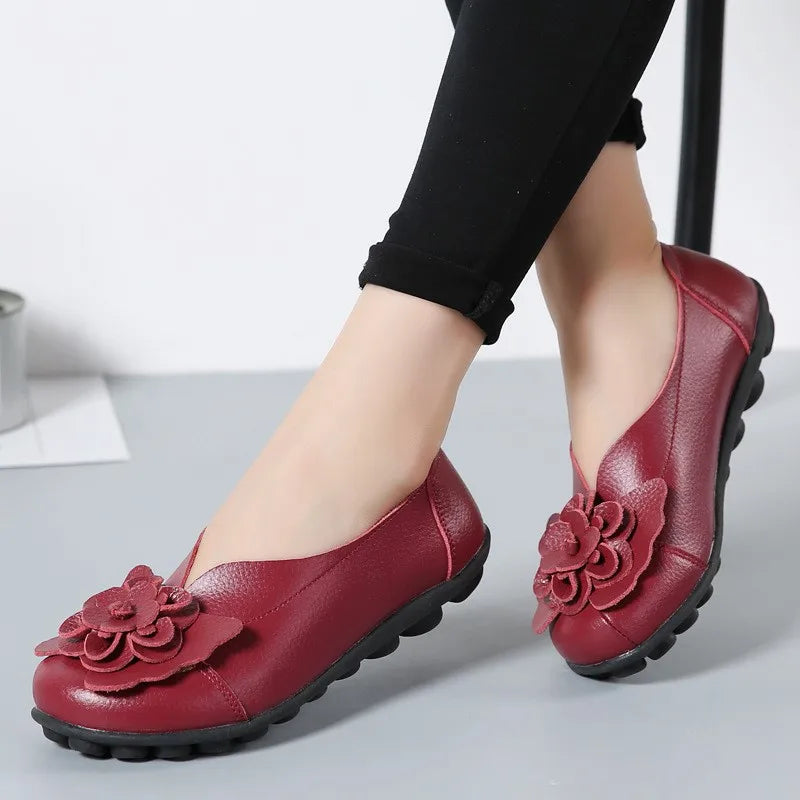 Ballerines Cuir Fleur Élégantes Grande Taille | MDN Store