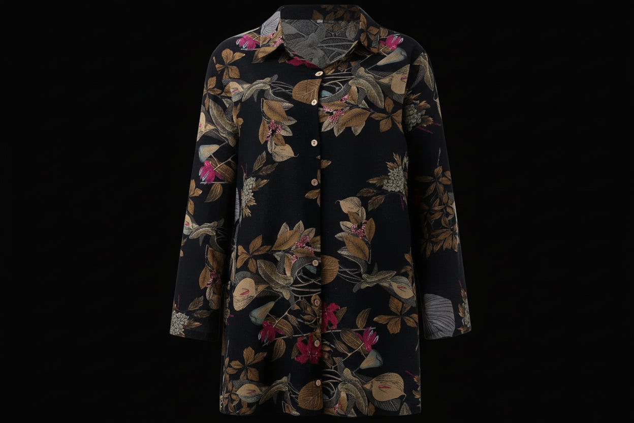 Robe Longue Imprimee Col Chemise Boutonnee Élégante | MDN Store