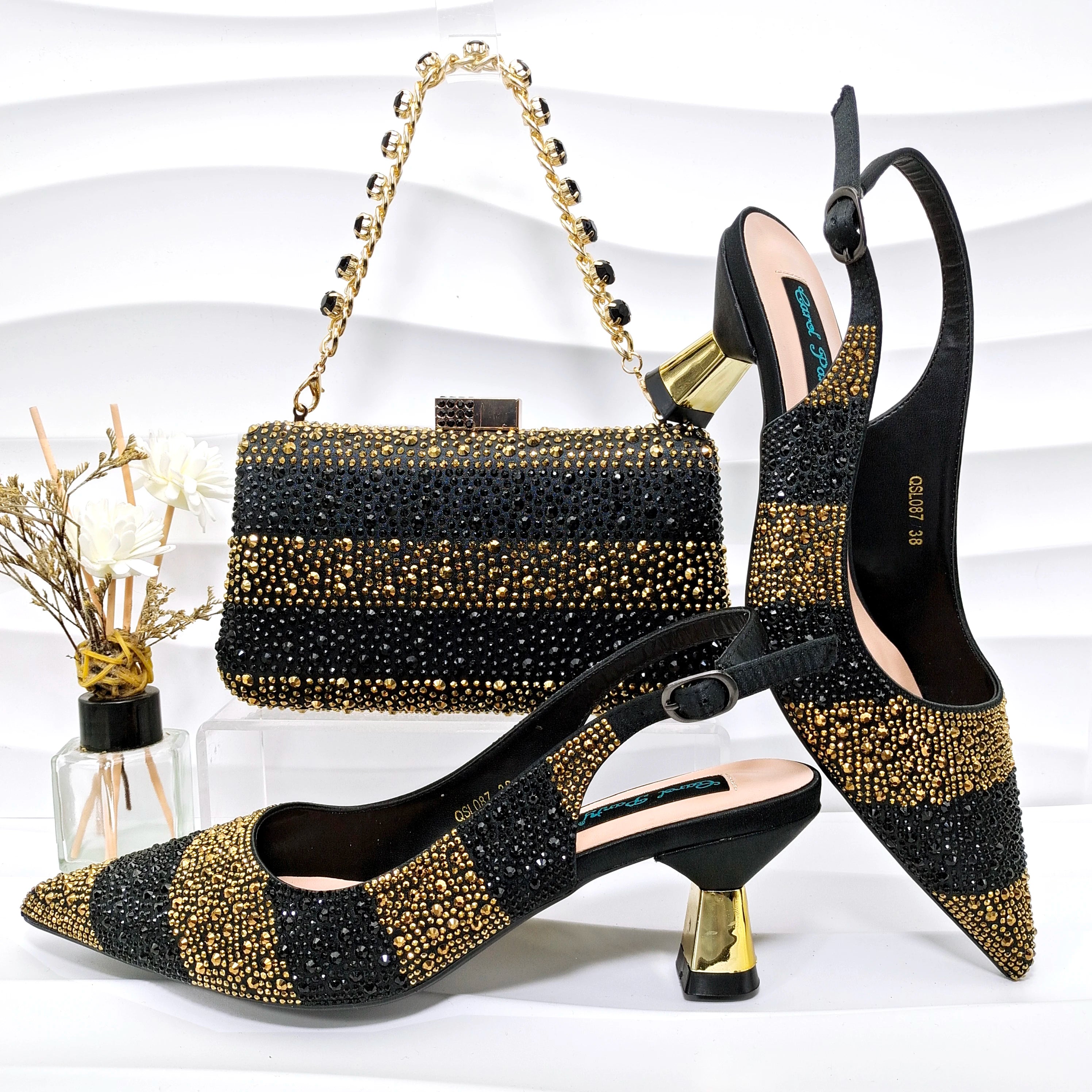 Escarpins Satin Bout Pointu Femme Ensemble Sac Soirée | MDN Store 25