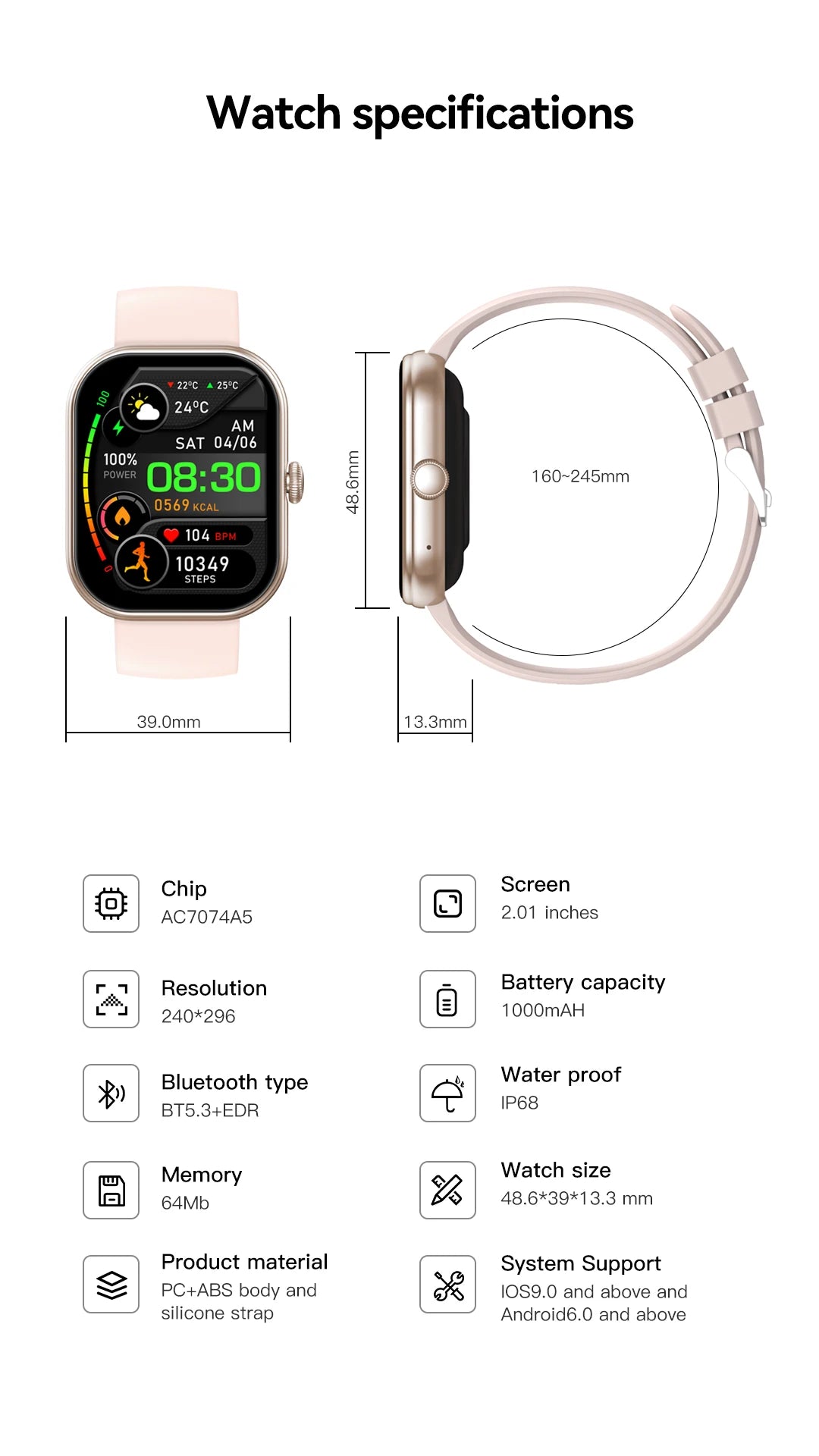 Montre Connectée 1000mAh 2.01" 30 Jours Autonomie | MDN Store