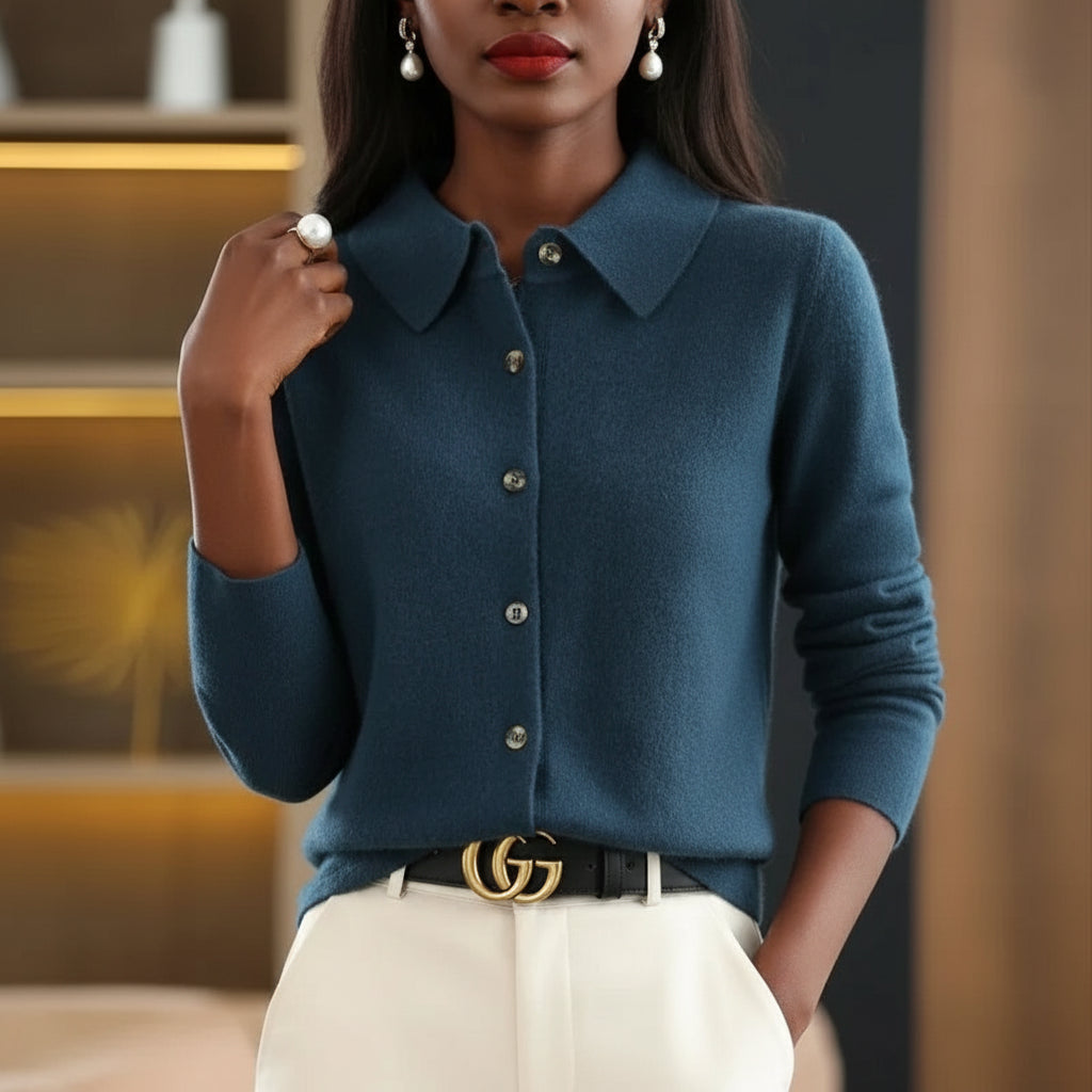 Cardigan Femme Col Polo Loose Fit Tricot Doux 9 Coloris S-XXL | MDN Store