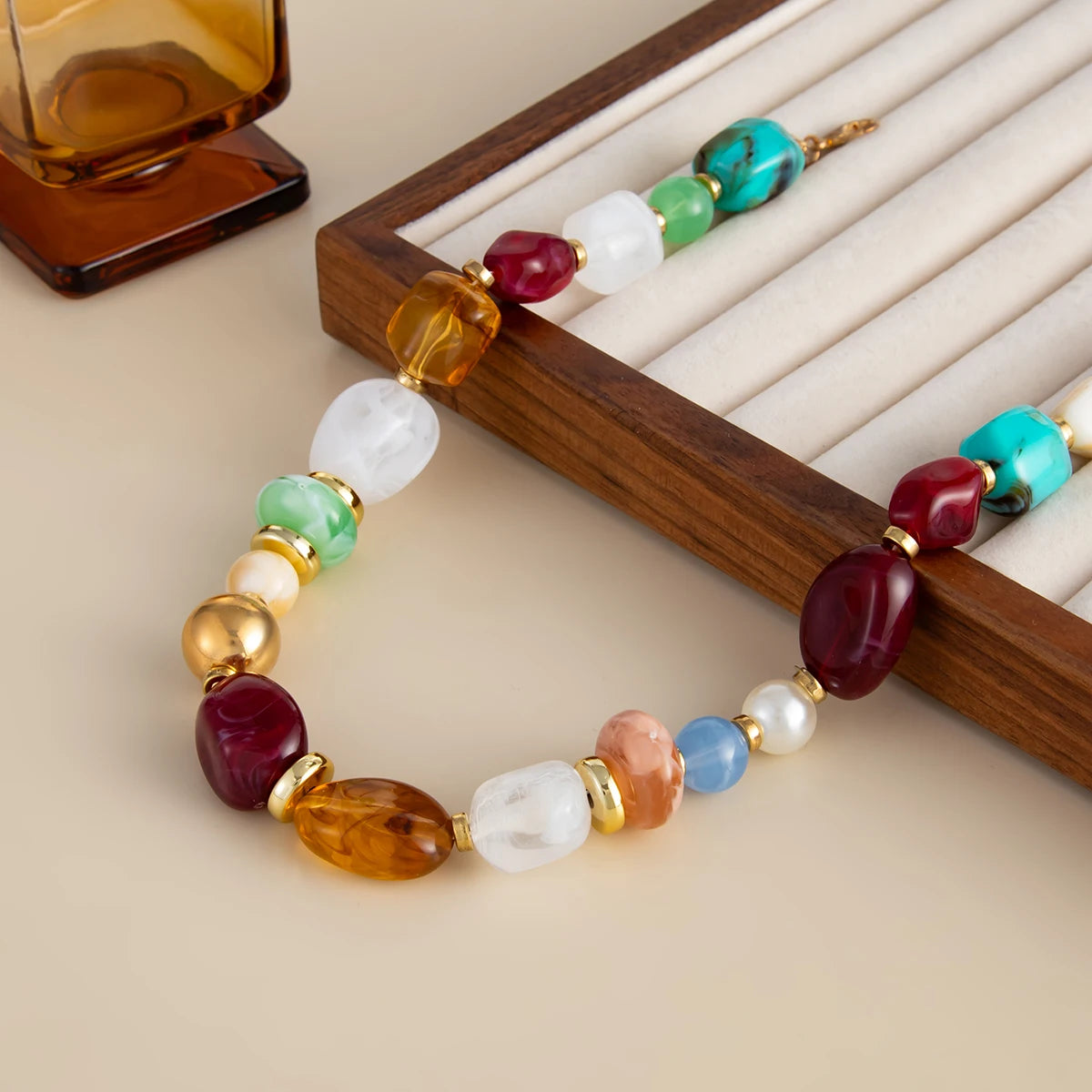 Collier Ras-de-Cou Perles Résine Bohème | MDN Store