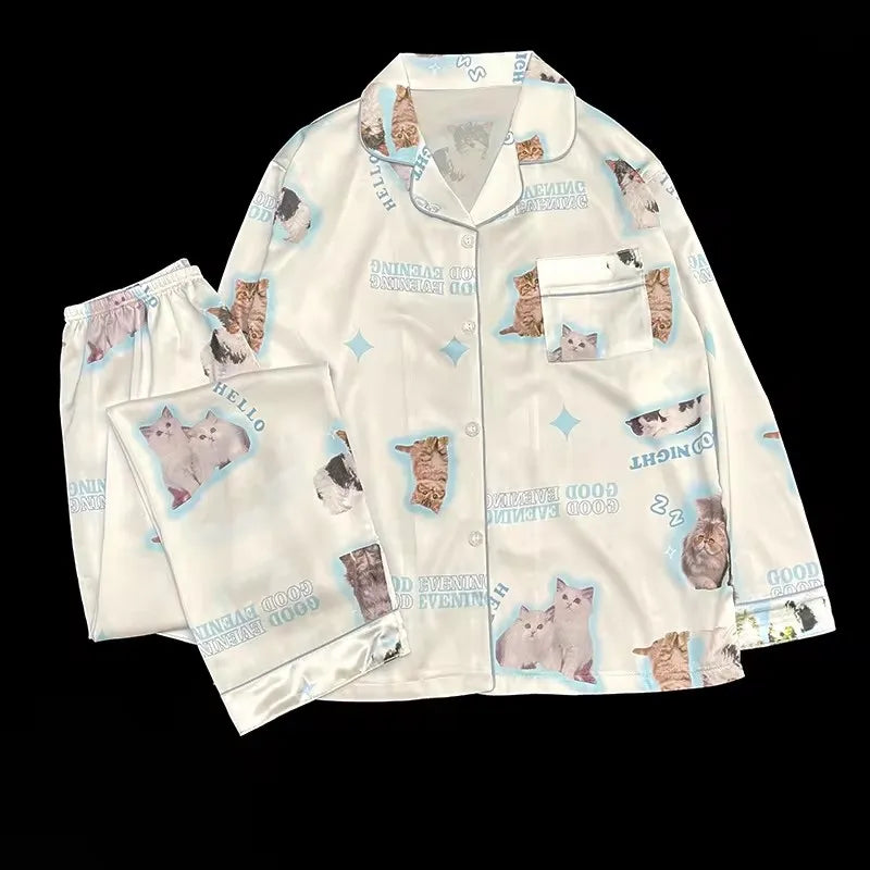 Pyjama Soie Glacée Chat Été | MDN Store