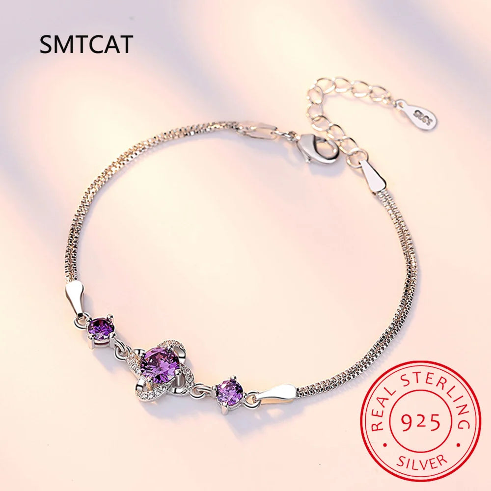 Bracelet Argent 925 Trèfle Moissanite Femme | MDN