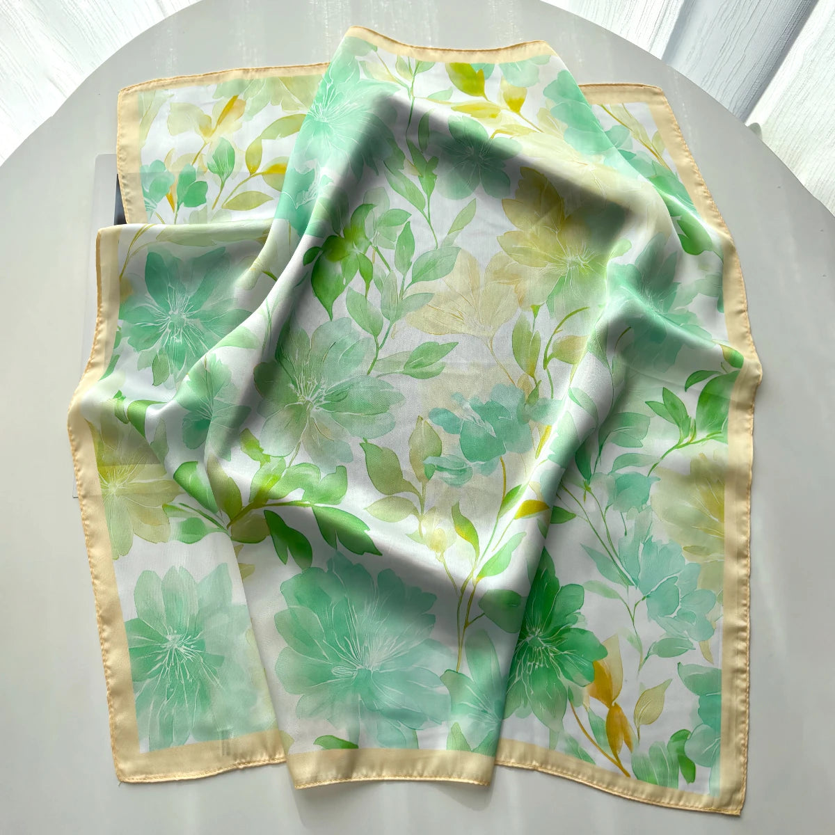 Foulard Carré Soie Floral Orange Femme | MDN Store