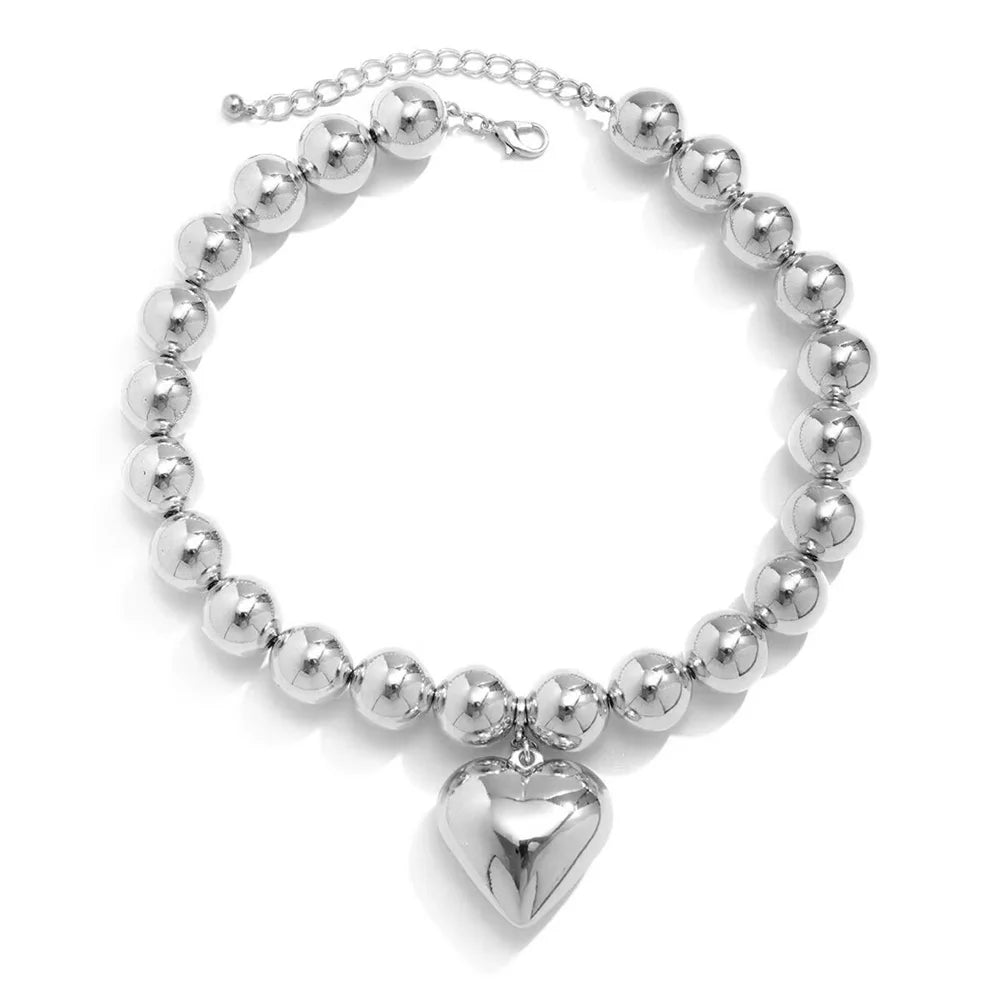 Collier Perles Cœur Doré Baroque Punk | MDN Store