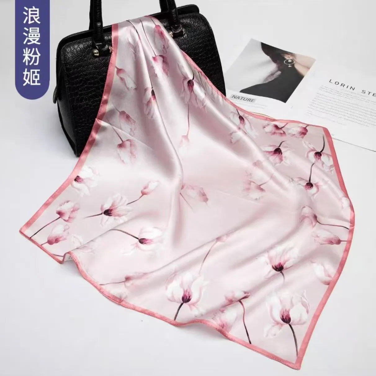 Foulard Carré Soie Mûrier 100% Rose 70x70cm Femme | MDN Store