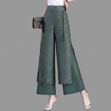 Pantalon Large Taille Haute Jacquard Noir | MDN Store