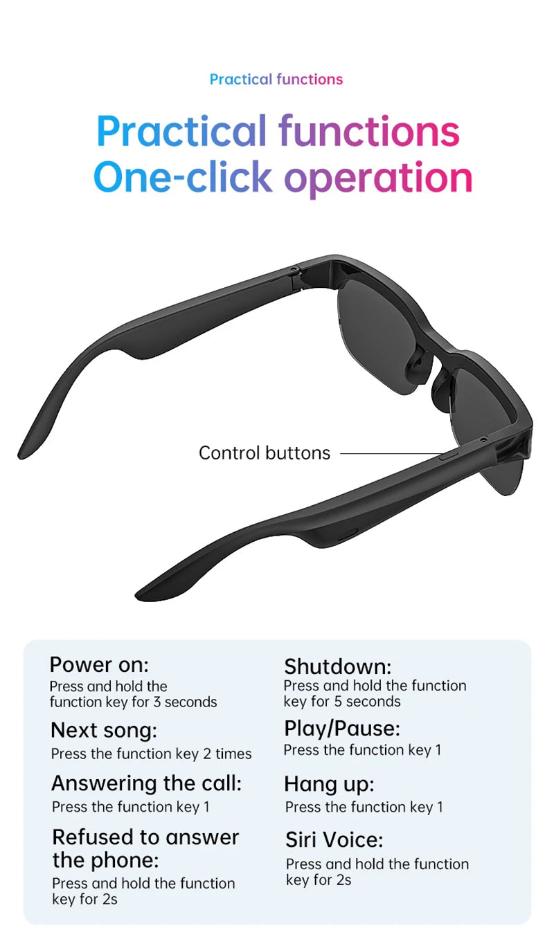 Lunettes Intelligentes Bluetooth 5.3 Traduction IA Temps Reel Musique | MDN Store 25