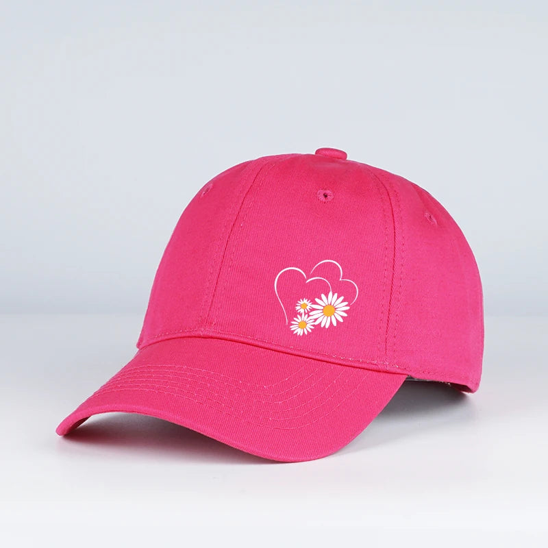 Casquette Baseball Visiere Souple Imprime Coeur Daisy Femme Reglable | MDN Store 25