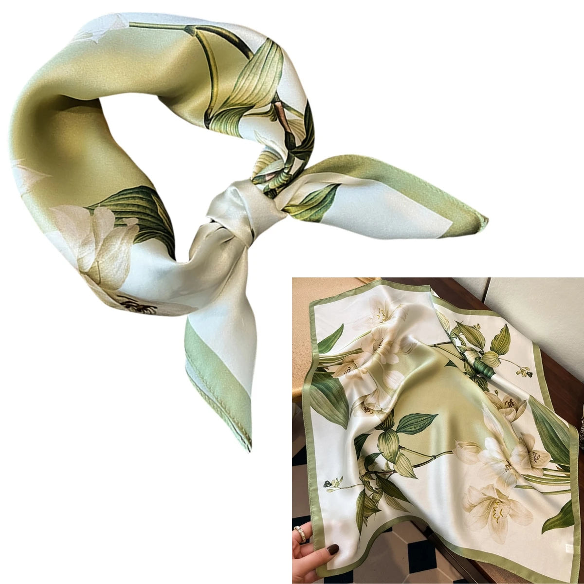 Foulard Carré Soie Mûrier 100% Floral 53cm Femme | MDN Store