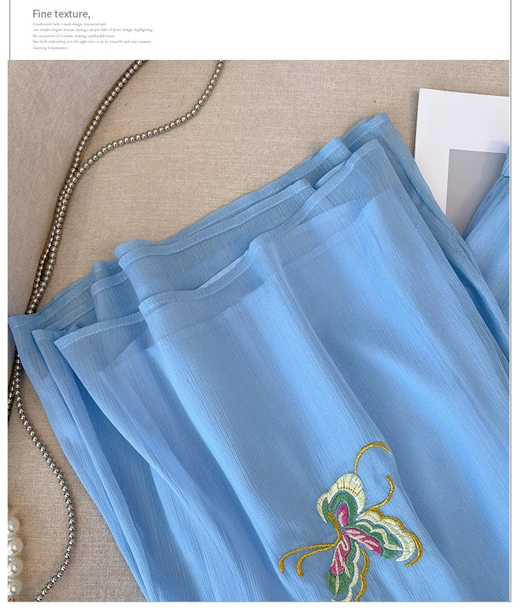 Pantalon Jupe Mousseline Brodé Femme | MDN Store