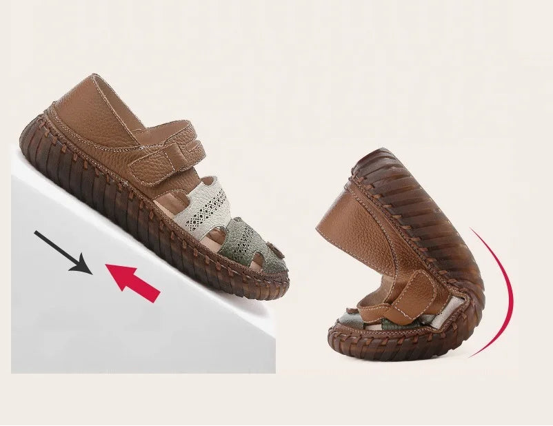 Sandales Cuir Plates Bout Fermé Lorilury | MDN Store