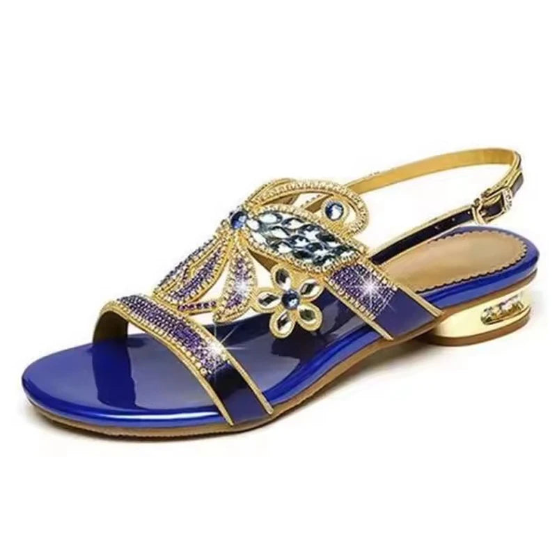 Sandales Compensées Cuir Strass Femme YAERNI | MDN Store